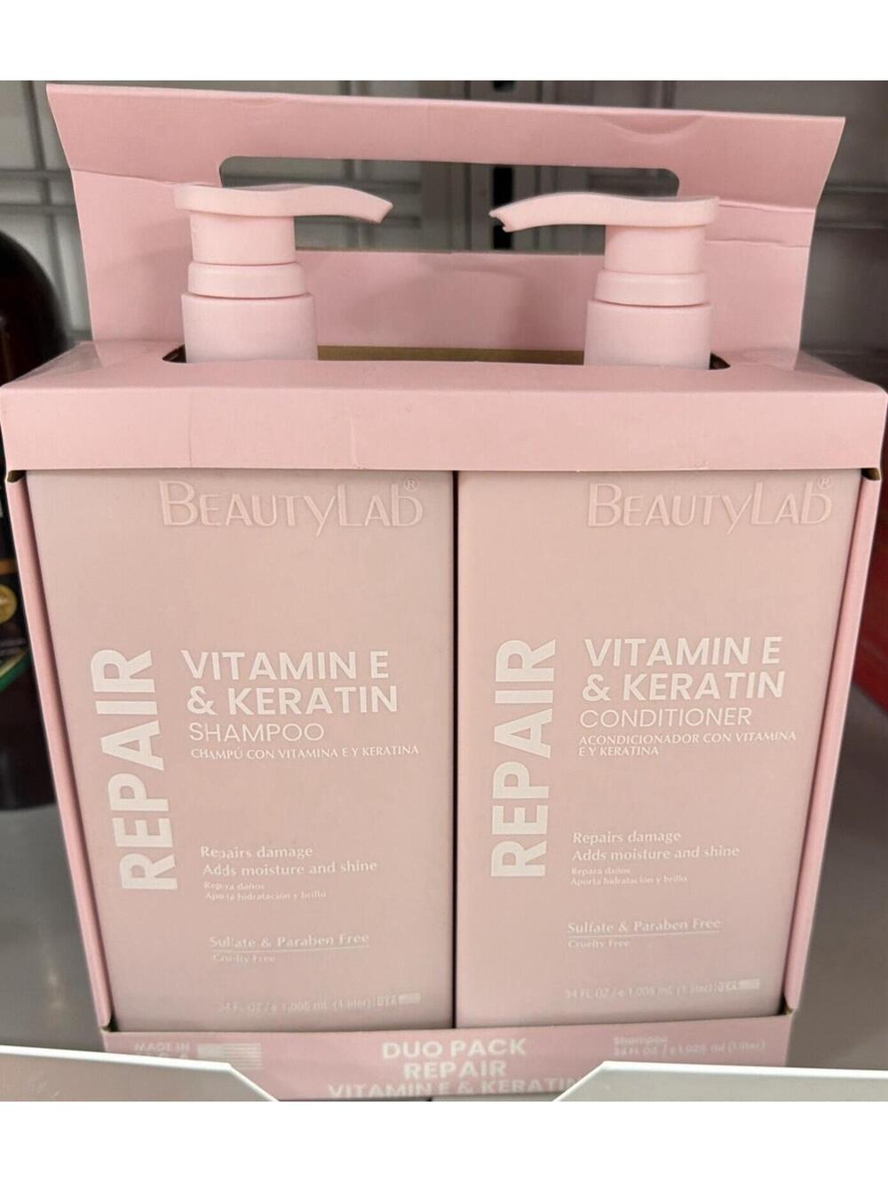BeautyLab Nourish Castor & Aloe Vera Shampoo & Conditioner Set 34oz Sulfate Free